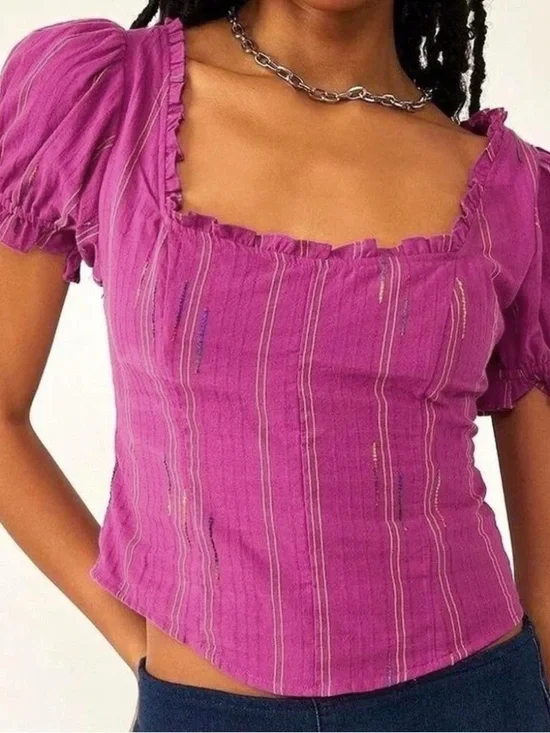 Free People Serotonin Smocked Puff Sleeve Top