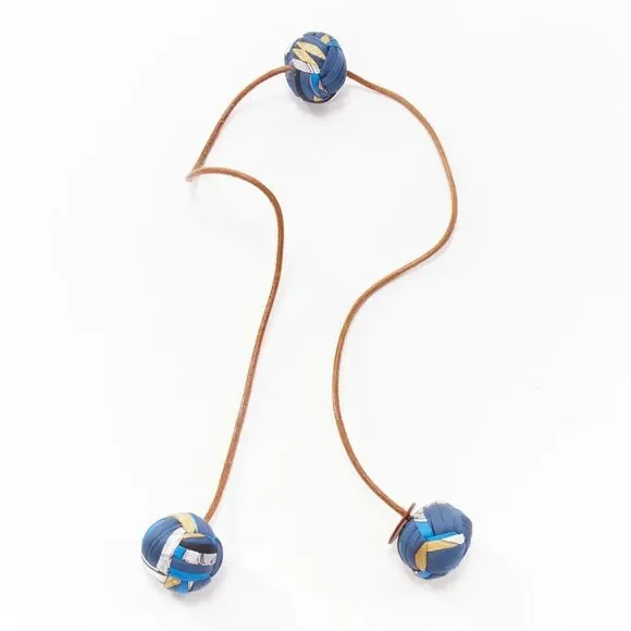 Hermes Silk Et Cuir Pompons leather bag charm