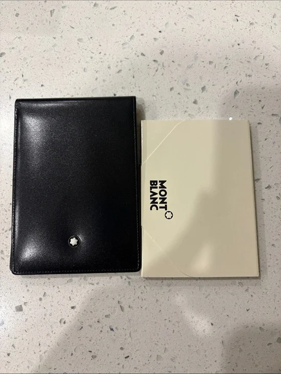 Montblanc Black Leather Travel Wallet with White Emblem