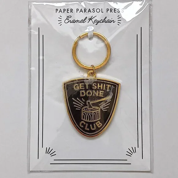 Paper Parasol Press Black/Gold Get Sh!t Done Club Enamel Keychain