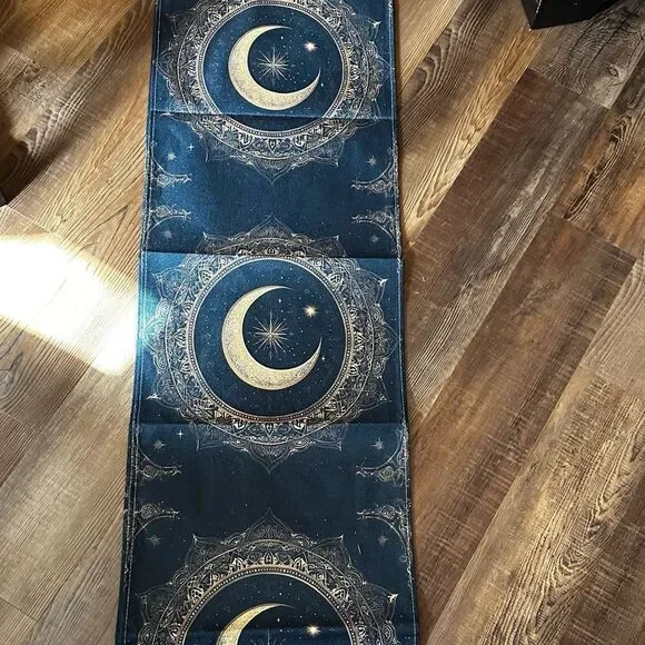 Gold Crescent MoonTapestry - Black and Gold Celestial Decor