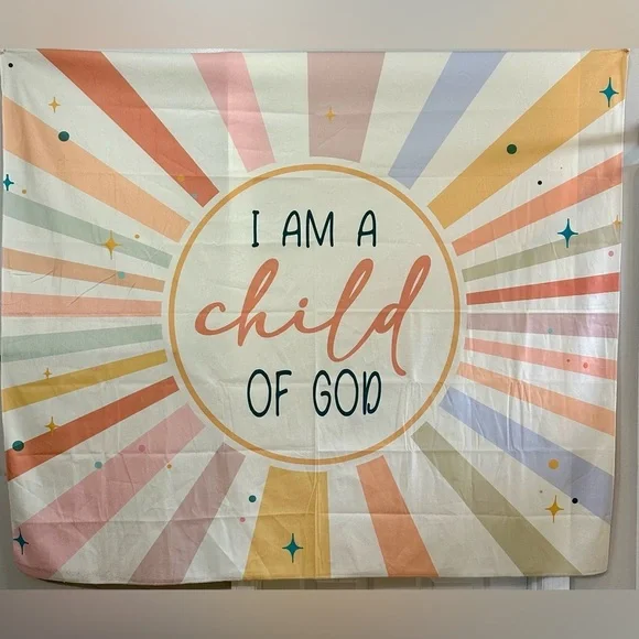 Child of God Fabric Backdrop/ Banner Rainbow Pastel