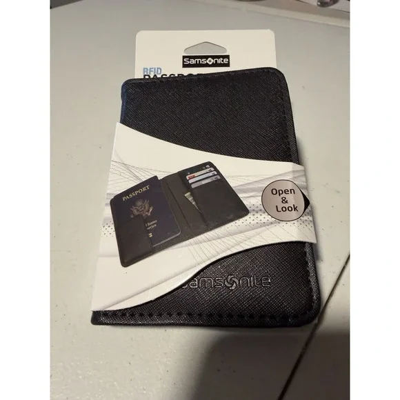 Samsonite Black RFID Passport Wallet Cover Travel Credit Cards