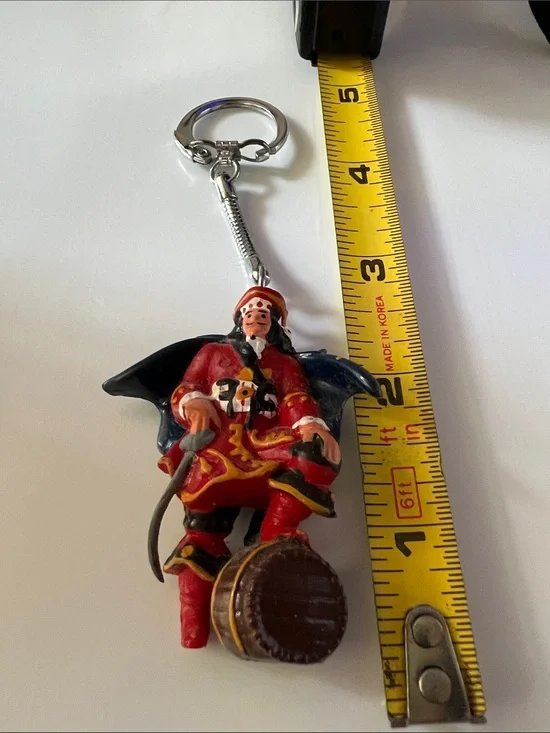 Red Pirate Keychain with Barrel and Sword