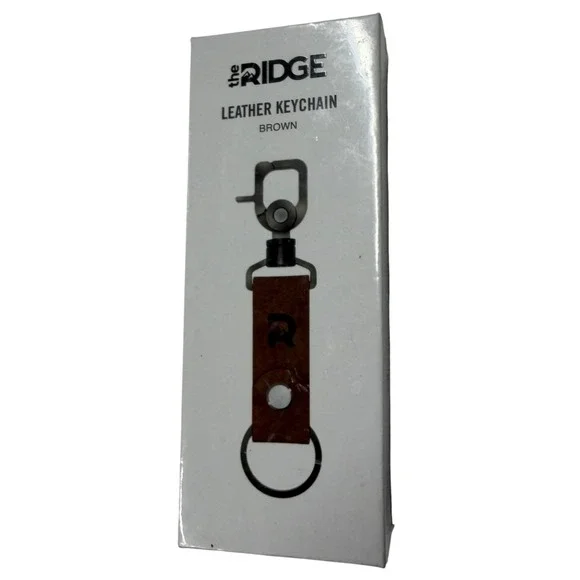 New Ridge Leather Keychain Brown Oil Waxed Full Grain Leather Gunmetal Clip R907