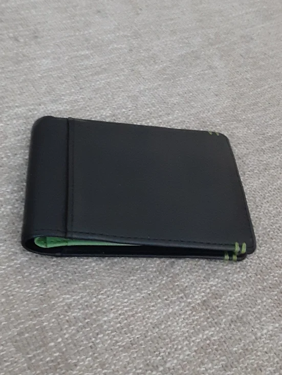 Lodis Men's Black Leather Bifold Wallet with Green Accent