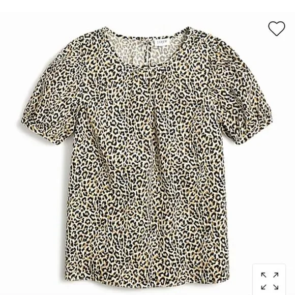 J CREW Puff Sleeve Leopard Top