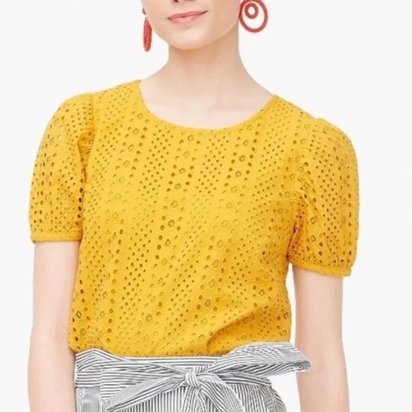 J. Crew Eyelet Puff Sleeve Blouse