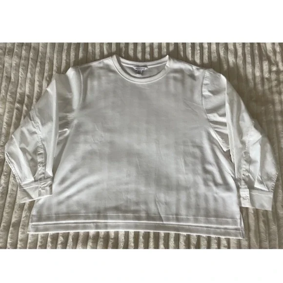 Athleta Harlow Hybrid NWT White Long Sleeve Top Puff Sleeve Button Cuff  Size 2X