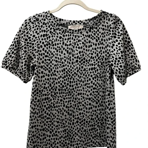 Loft Black + white animal print top  XS