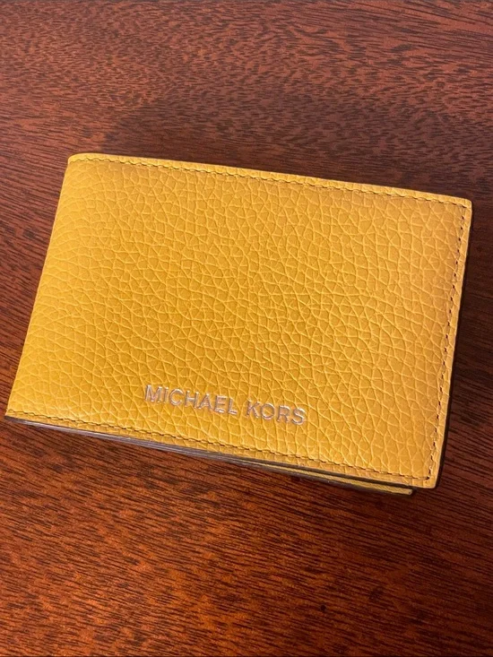 Michael Kors Honey-Yellow Leather Bi-Fold Card Wallet