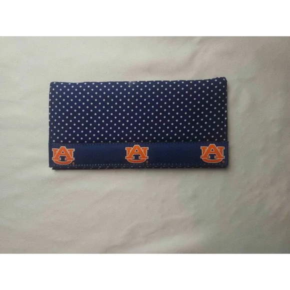 Moon Shine Auburn University Checkbook Cover Wallet Blue White Polka Dot NCAA