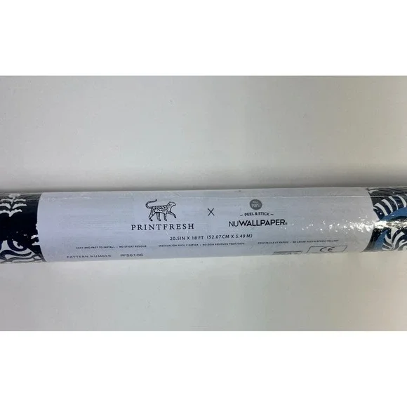 Printfresh x‎ NuWallpaper Navy Blue Tiger Peel and Stick Wallpaper PFS6106 18ft