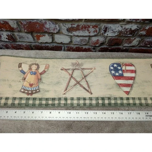 Crewcut Designs Americana Primitive Folk Art Wallpaper Border Angel Star 2 Rolls
