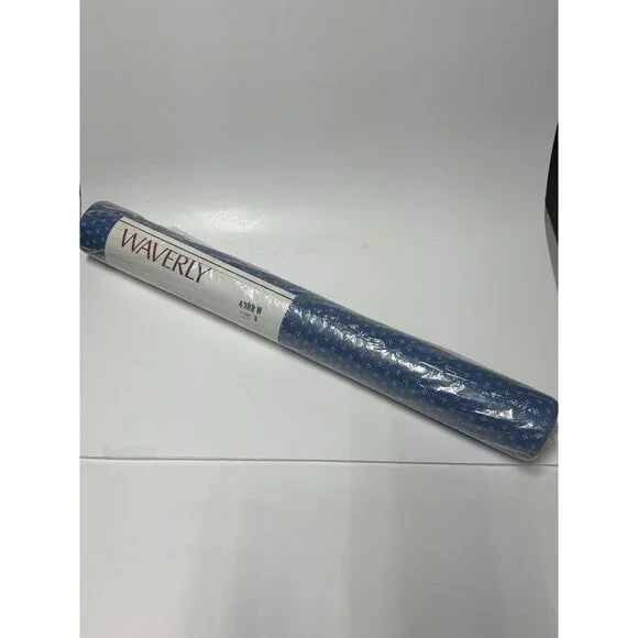 Waverly Wallpaper Roll 4322 H Navy Blue Ivory Geometric Dot Prepasted Vinyl NOS