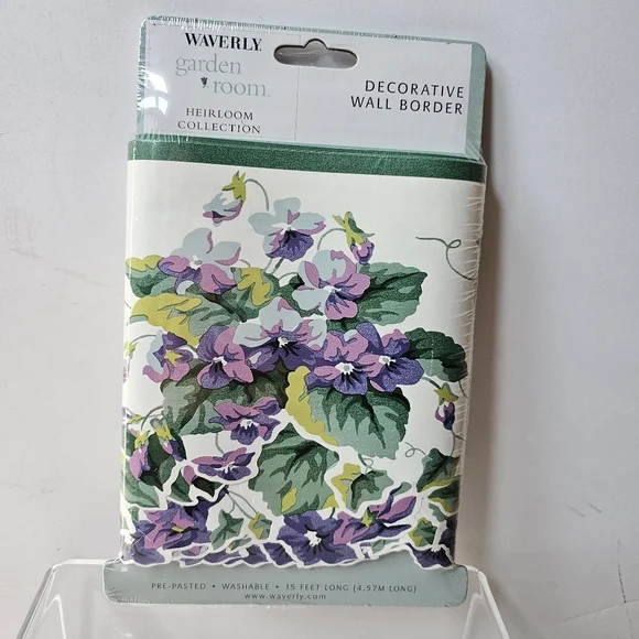 Waverly Garden Room Sweet Violets Floral Wall Border Pre-Paste NEW