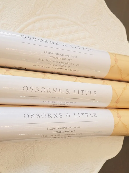 3 Roll Bundle- Osborne & Little Ready-Trimmed Wallpaper Roll in Soft Yellow