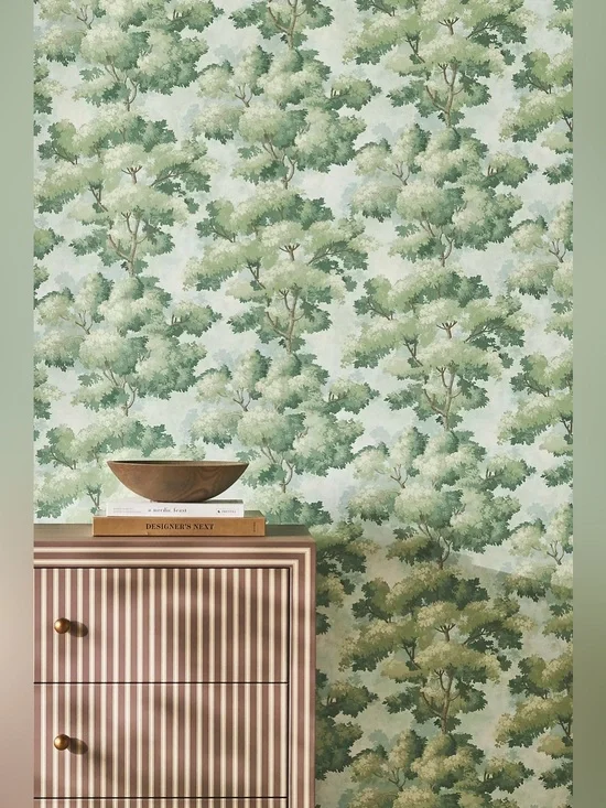 Anthropologie Green Scenic Tree Botanical Wallpaper