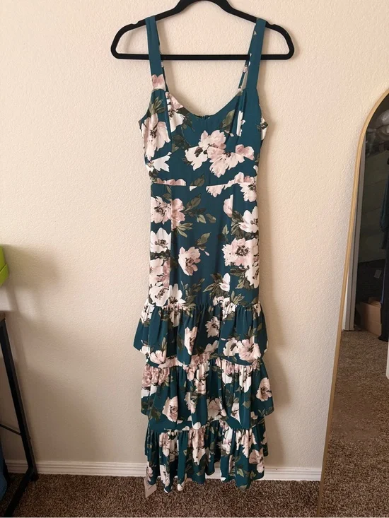 Abercrombie & Fitch Teal Floral Tiered Maxi Dress