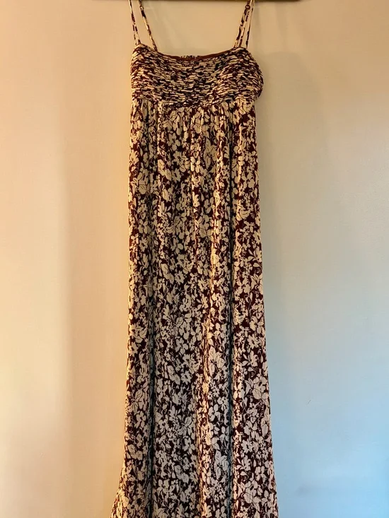 Abercrombie & Fitch Brown and Cream Floral Maxi Dress