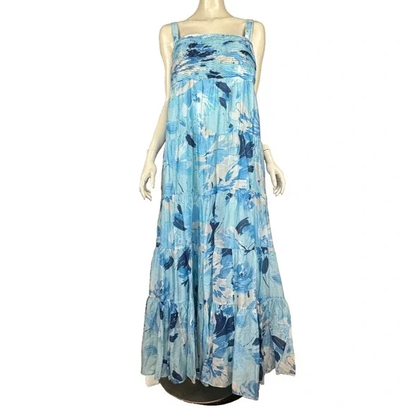 Abercrombie & Fitch Tiered Ruched Babydoll Maxi Dress‎ Women XL NWT $200 Lined