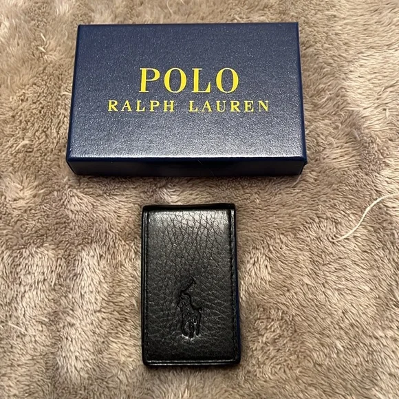 New mens POLO RALPH LAUREN Leather money clip.