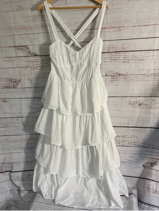 White Tiered Sundress with Crisscross Straps
