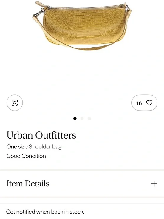 Urban Outfitters Mustard Yellow Croc-Embossed Shoulder Bag