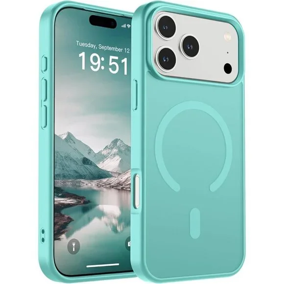 Blue Green I-phone 17 Pro Max Case Compatible Mag Safe Matte Shockproof