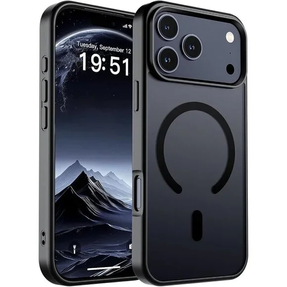 Black Iphone 17 Pro Max Case Compatible Magsafe Translucent Matte Shockproof