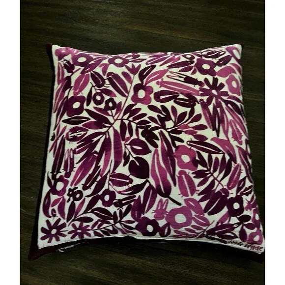 Kate Spade Decor Pillow Inkset Floral Cotton Silk & goose insert pink purple