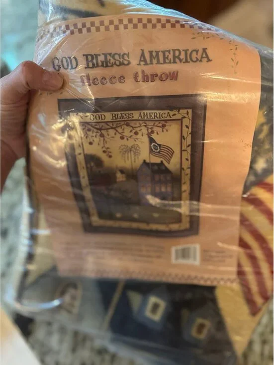 GOD BLESS AMERICA Farmhouse Decor Fleece  Blanket  50