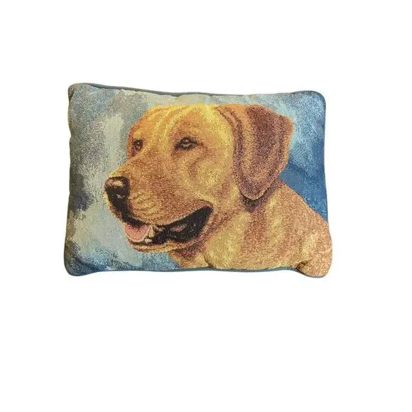 Yellow Labrador retriever tapestry throw pillow 15 x 11