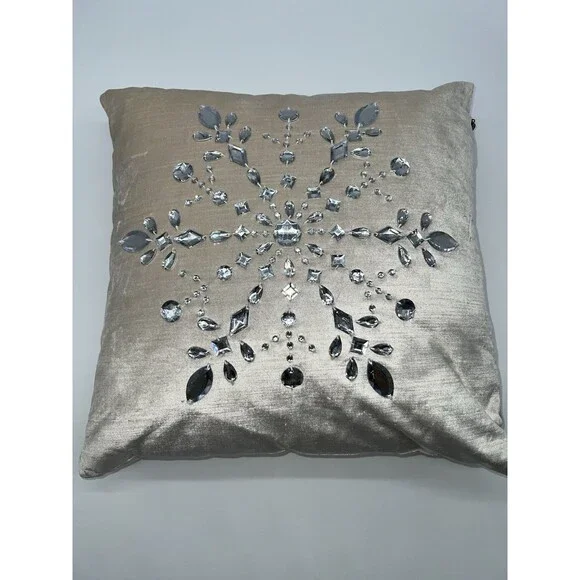 Pier 1 Imports Velvet Jacobean Reversable Embroidered Braided Pillow Cover 18