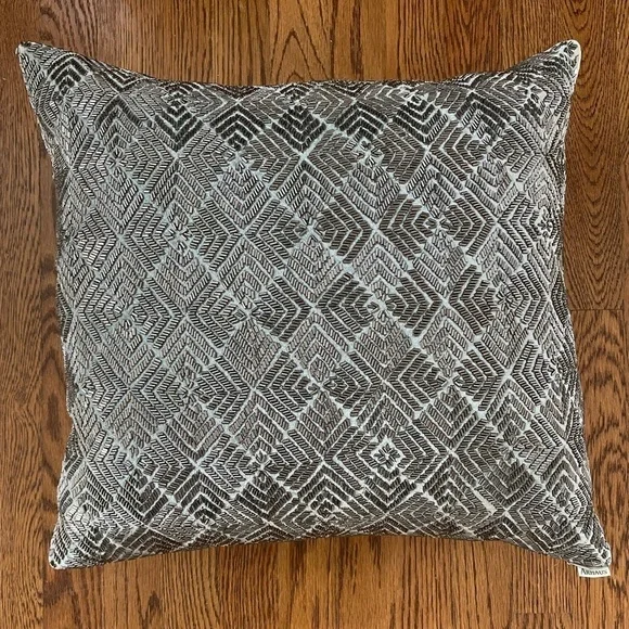 Arhaus Glamour Beaded Diamond Silver Accent Pillow 20 inch - Holiday Pillow