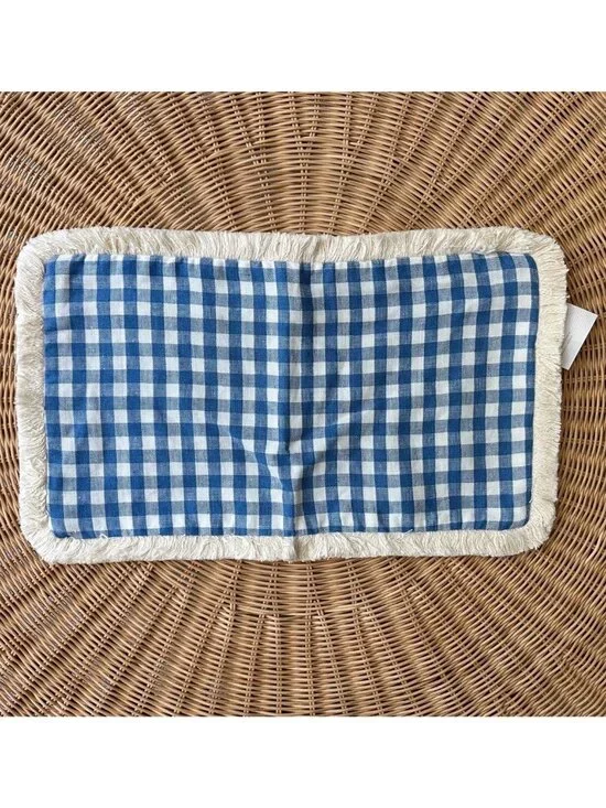Serena & Lily Petite Gingham Pillow Cover (SAMPLE/NO TAGS) (12”x21”)-French Blue