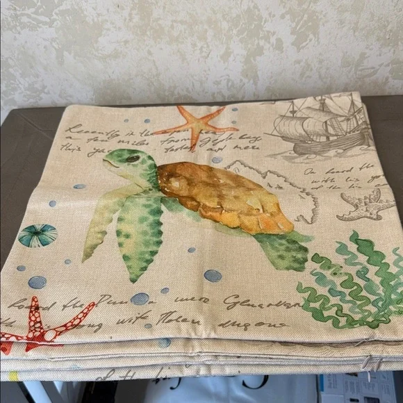 Colorful Fish and Nautical Canvas Pillow Covers set of 4.
