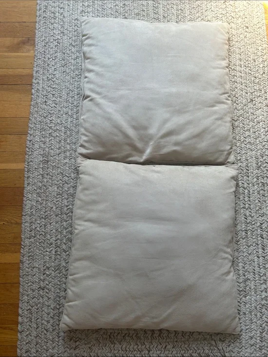 Beige Suede Decorative Throw Pillows - Set of 2