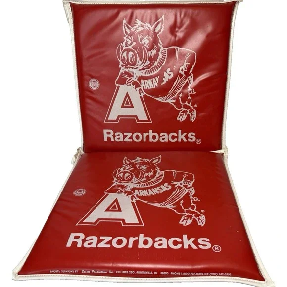 Vintage Arkansas Razorbacks Hogs Stadium Padded Seat 2 Cushions 14.5
