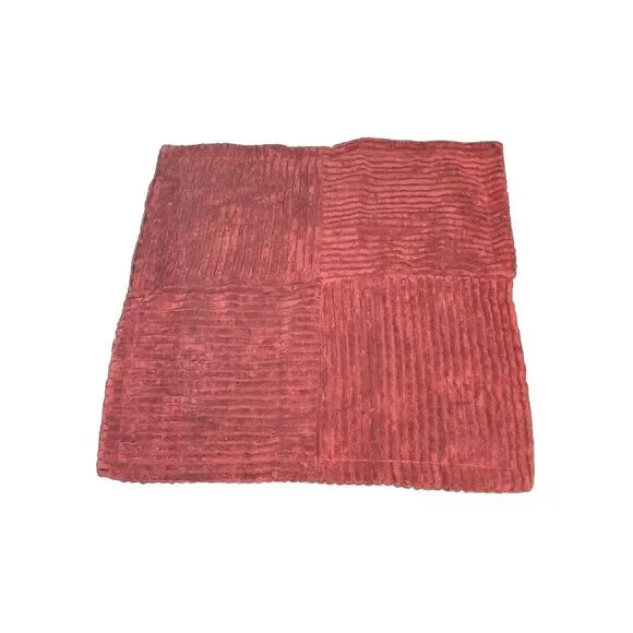 2 MIULEE Corduroy Pillow Covers Burgandy w/ Splicing Super Soft Boho Striped
