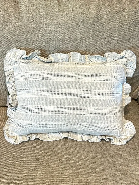 CELERIE by Celerie Kemble Striped Ruffled 14”x20” Cotton Weave Accent Pillow NWT