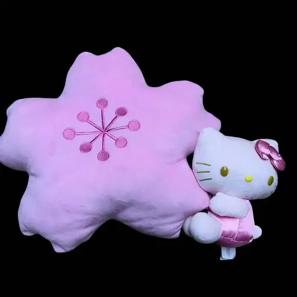 Hello Kitty Cherry Blossom Flower Shaped Plush Pillow and Sitting Doll Set