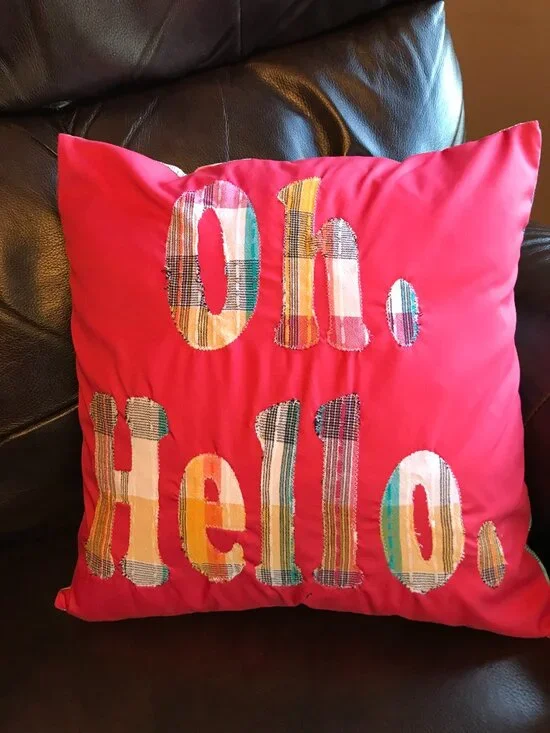 Handmade Cottagecore Pillow Cover, Whimsical Farmhouse Décor Oh Hello 16 x 16