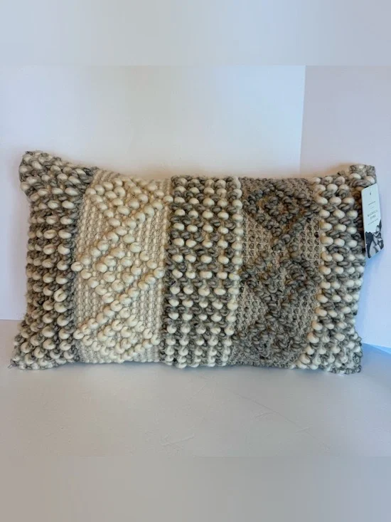 Magnolia Home by Joanna Gaines x Loloi Rugs Accent Grey / Ivory Pillow 13x21 in
