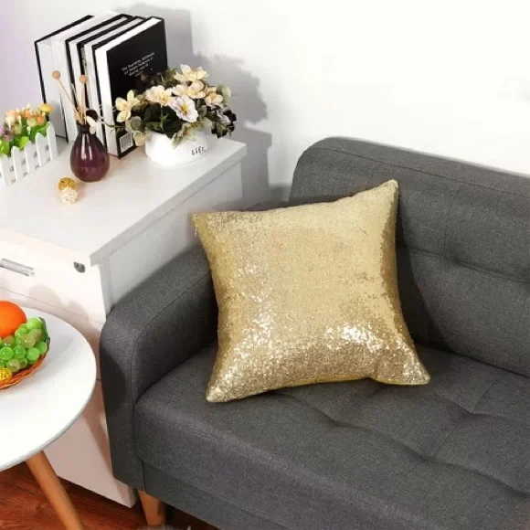 Gold sequin pillow 18” square with zipper 🎉HP🎉