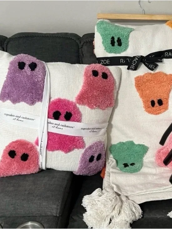 Rainbow Ghost Throw Blanket and Pillow Rachel Zoe Halloween cupcakes & cashmere