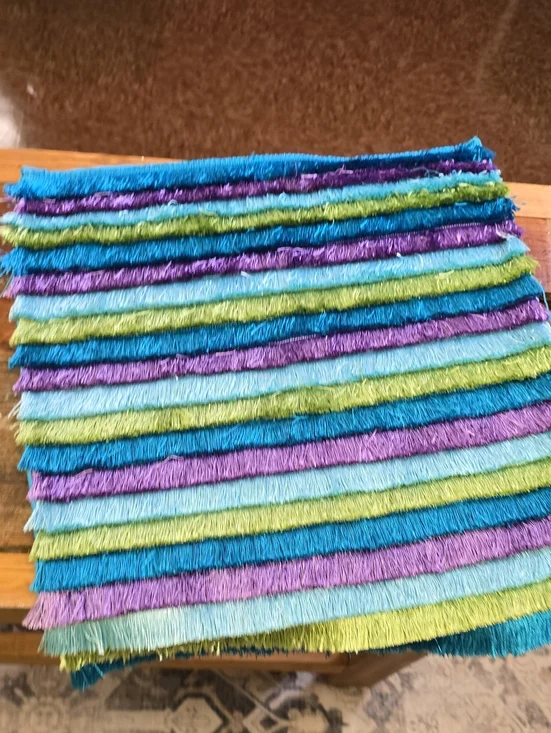 Colorful Striped Fringe Square - Blue, Purple, Lime