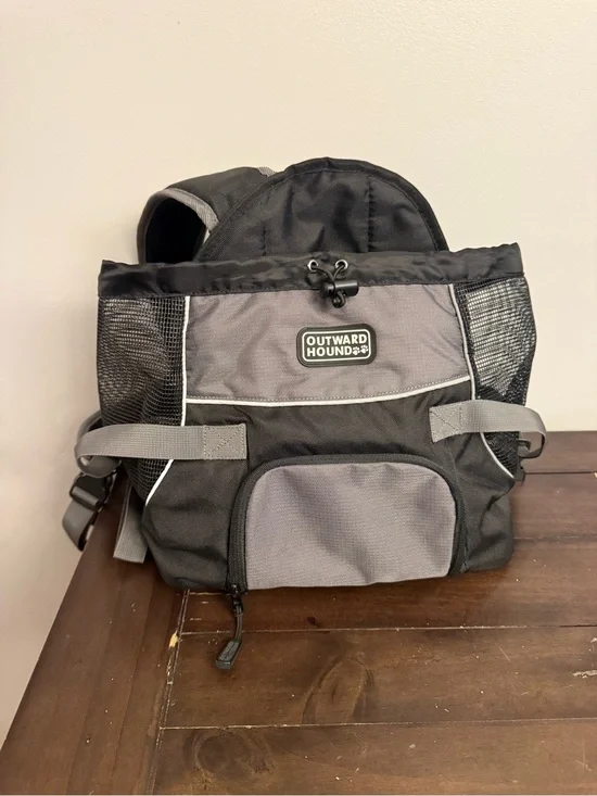 Outward Hound Black and Gray Pet Travel Backpack