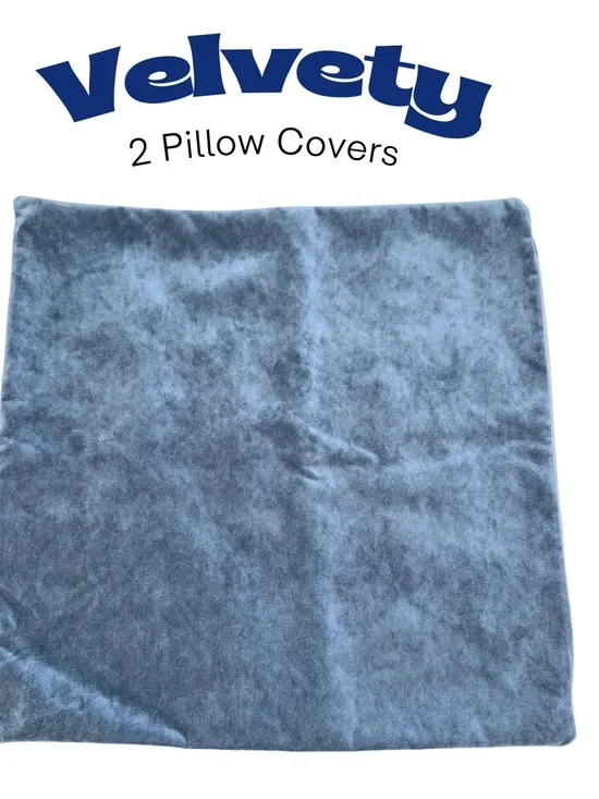 Velvety Soft Blue Gray 23x23 Throw Pillow Covers Set of 2 Square Euro Sham Cover