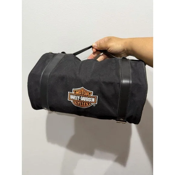 Genuine Harley Davidson Travel Pack‎ Roll-Up Canvas Blanket And Flashlight  Bag
